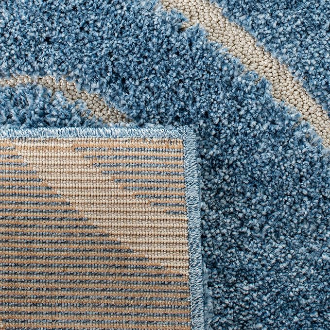 SAFAVIEH Area Rug 8x10 - Florida Shag Collection - Large - Light Blue & Cream, Scroll Design, Non-Shedding & Easy Cleaning, Plush Thick Pile, Ideal for Living Room, Bedroom, Dining Space (SG455-6011)