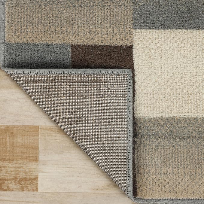Superior Indoor Area Rug, Jute Backing, Home Decor for Bedroom, Living Room, Office, Kitchen, Hallway, Floor Cover, Patchwork, Color Block, Plush, Clifton Collection, 5' x 8', Multi Color
