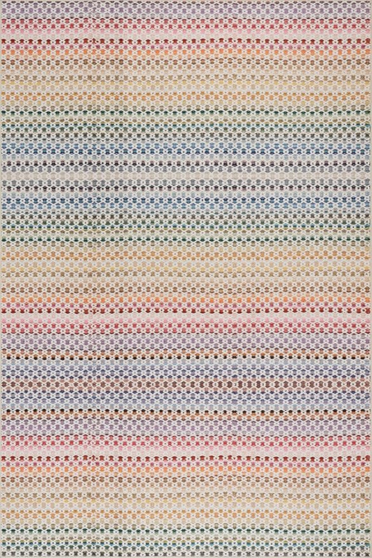 Dash & Albert Poppy Multi Machine Washable Rug, 6 X 9 Feet, Multicolored Geometric Pattern