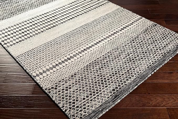 Mark&Day Wool Rugs, 4x6 Tervoort Global Black Area Rug, Blue Beige Carpet for Living Room, Bedroom or Kitchen (3'6" x 5'6")