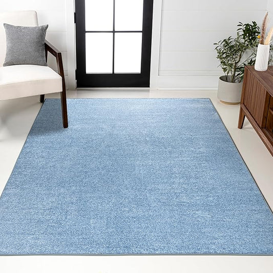 JONATHAN Y Haze Solid Low-Pile Classic Blue Indoor Area Rug 6x9, Coastal,Bohemian,Minimalist,Classic, Easy-Cleaning for Living Room,Bedroom,Kitchen,Pet Friendly,Non-Shedding (SEU100F-6)
