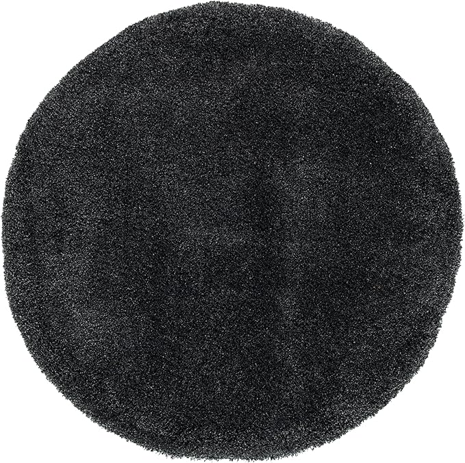 SAFAVIEH Milan Shag Collection 7' Round Dark Grey SG180 Solid Non-Shedding Living Room Bedroom Dining Room Entryway Plush 2-inch Thick Area Rug