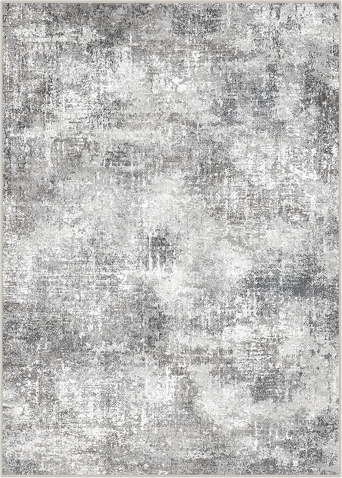 GENIMO Washable Area Rugs for Living Room, 10x12 Modern Non Slip Rugs, Low Pile Lightweight Soft Print Rug for Bedroom, Dining Room, Home Office, Grey