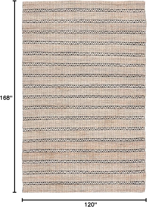 SAFAVIEH Natural Fiber Collection Area Rug - 10' x 14', Black & Natural, Handmade Flat Weave Stripe Jute & Cotton Jute, Ideal for High Traffic Areas in Living Room, Bedroom (NFB655Z)