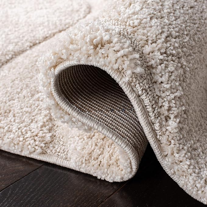 Safavieh Florida Shag Collection Area Rug - 2' x 3', Creme/Creme, Geometric Design, Plush 1.2 Inch Thick Ideal for High Traffic Areas in Living Room, Bedroom, Dining (SG471-1111)