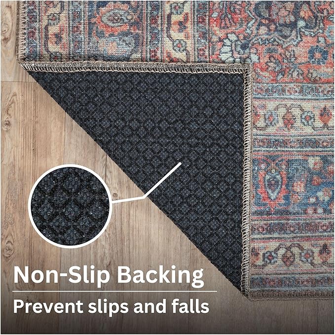 Bloom Rugs Washable Non-Slip 3' x 5' Rug - Multicolor Traditional Medallion Area Rug for Living Room, Bedroom, Dining Room, and Kitchen - Exact Size: 3' x 5'