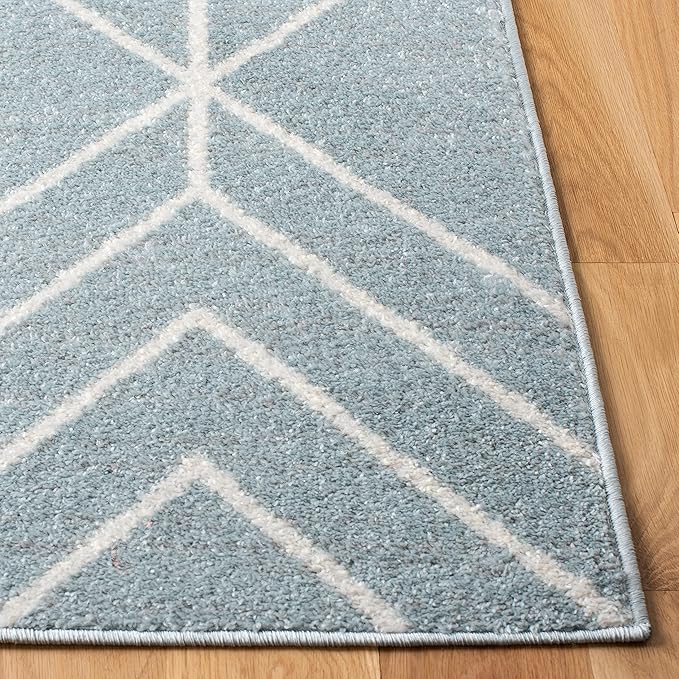 SAFAVIEH Adirondack Collection Area Rug - 4' Square, Blue & Ivory, Modern Geometric Design, Non-Shedding & Easy Care, Ideal for High Traffic Areas in Living Room, Bedroom (ADR241M)
