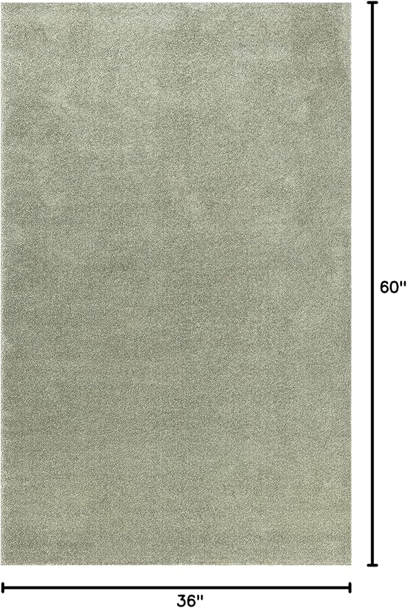 Eyely UES100O-3 Supersoft Haze Solid Low-Pile Indoor Area Rug Casual;Contemporary;Solid;Traditional, Bedroom, Kitchen, Living Room, Easy-Cleaning, Non-Shedding, 3 X 5, Green