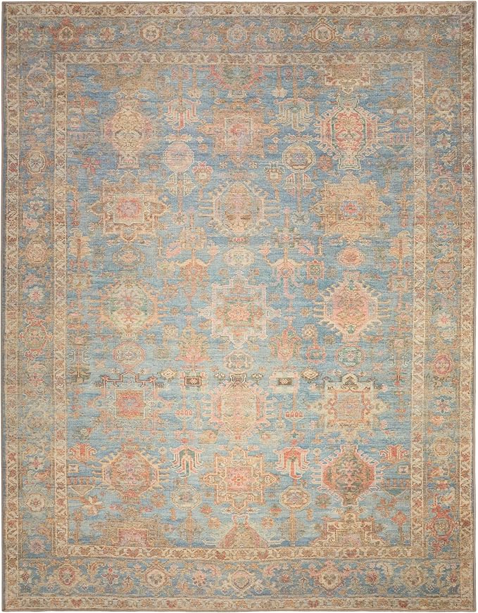 Nourison Home Vintage Washables Navy Multicolor 7'10" x 9'10" Area Rug - Easy Clean, Non Shedding, Bed Room, Living Room, Dining Room, Kitchen (8' x 10')