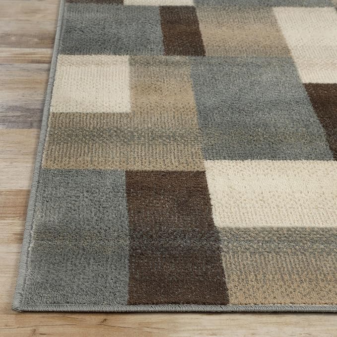 Superior Indoor Area Rug, Jute Backing, Home Decor for Bedroom, Living Room, Office, Kitchen, Hallway, Floor Cover, Patchwork, Color Block, Plush, Clifton Collection, 7' x 9', Multi Color