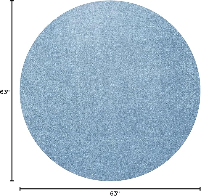 Eyely UES100F-5R Supersoft Haze Solid Low-Pile Indoor Area Rug Casual;Contemporary;Solid;Traditional, Bedroom, Kitchen, Living Room, Easy-Cleaning, Non-Shedding, 5' Round, Classic Blue