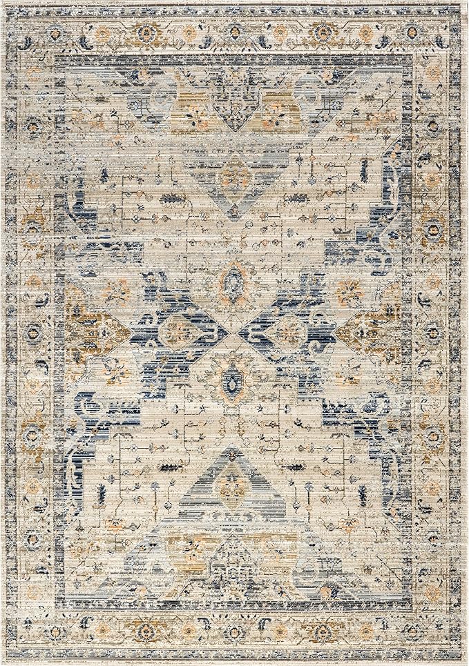 nuLOOM Martha Medallion 2x8 Machine Washable Indoor/Outdoor Runner Rug for Living Room Patio Deck Front Porch Entryway Hallway Kitchen, Multicolor/Dark Blue