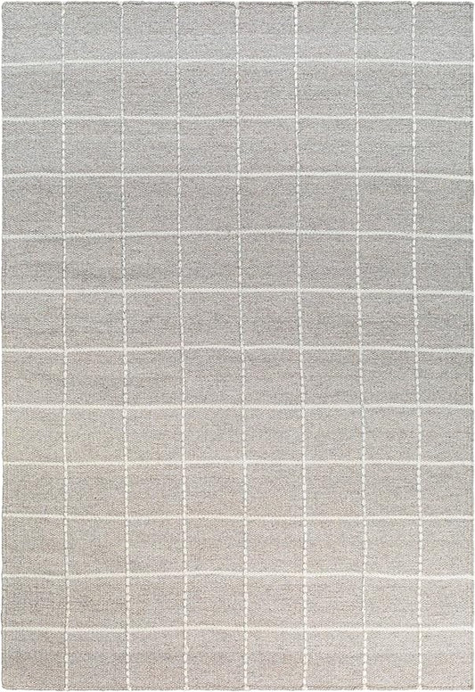 Mark&Day Wool Rugs, 4x6 Ishaq Cottage Sterling Grey Area Rug, Grey Ash Silver Carpet for Living Room, Bedroom or Kitchen (3'6" x 5'6")