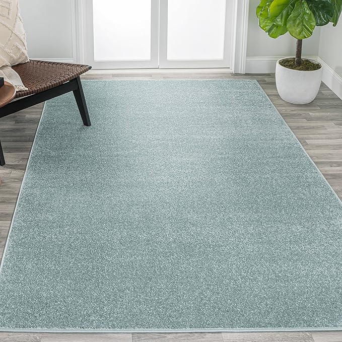 Eyely UES100S-5 Supersoft Haze Solid Low-Pile Indoor Area Rug Casual;Contemporary;Solid;Traditional, Bedroom, Kitchen, Living Room, Easy-Cleaning, Non-Shedding, 5 X 8, Light Blue