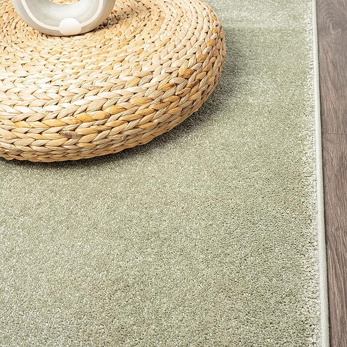 Eyely UES100O-5R Supersoft Haze Solid Low-Pile Indoor Area Rug Casual;Contemporary;Solid;Traditional, Bedroom, Kitchen, Living Room, Easy-Cleaning, Non-Shedding, 5' Round, Green