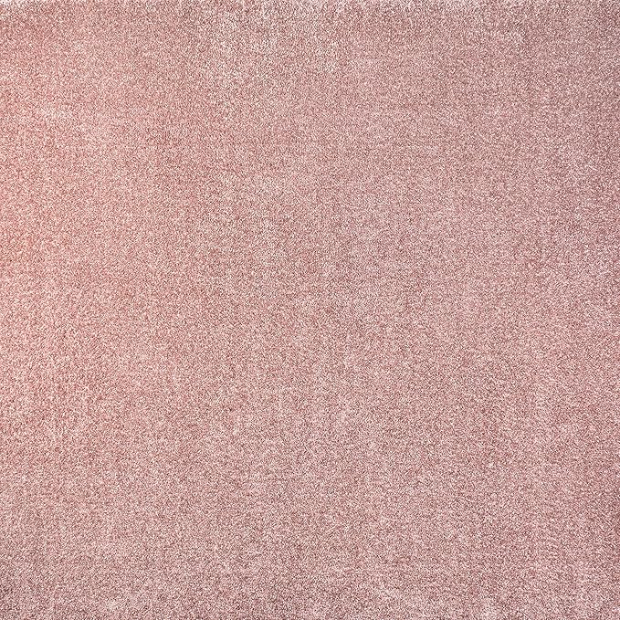 Eyely UES100P-5SQ Supersoft Haze Solid Low-Pile Indoor Area Rug Casual;Contemporary;Solid;Traditional, Bedroom, Kitchen, Living Room, Easy-Cleaning, Non-Shedding, 5' Square, Pink