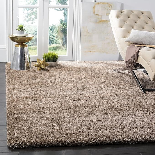 SAFAVIEH Milan Shag Collection 11' Square Dark Beige SG180 Solid Non-Shedding Living Room Bedroom Dining Room Entryway Plush 2-inch Thick Area Rug