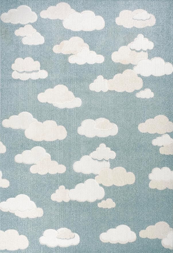 JONATHAN Y Hedwig High-Low Cloud Blue 5x8 Indoor/Outdoor Area Rug, Youth Scandi, Kids, Modern, Cottage, Transitional for Bedroom,Kitchen,Living Room,Non Shedding,Easy-Washing (SCN105A-5)