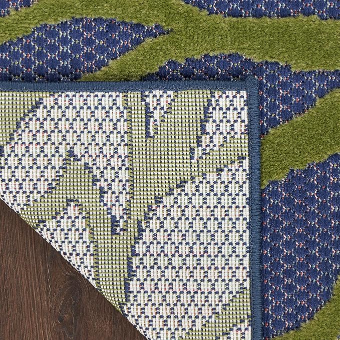 Nourison Home Aloha Indoor/Outdoor Modern Navy Multicolor 7'10" x 10'6" Area Rug, Easy Cleaning, Non Shedding, Bed Room, Living Room, Dining Room, Backyard, Deck, Patio (8x11)