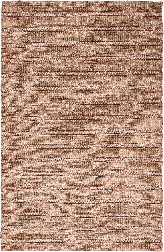 SAFAVIEH Natural Fiber Collection Area Rug - 5' x 8', Rust & Natural, Handmade Flat Weave Stripe Jute & Cotton Jute, Ideal for High Traffic Areas in Living Room, Bedroom (NFB655P)