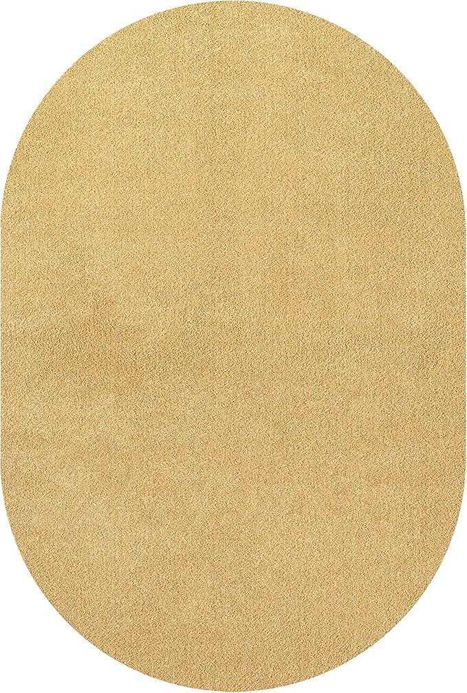 Eyely UES100B-5OV Supersoft Haze Solid Low-Pile Indoor Area Rug, Coastal, Bohemian, Minimalist, Classic, Casual for Bedroom,Kitchen,Living Room,Non Shedding,Easy-Washing, Yellow, 5 X 8 Oval