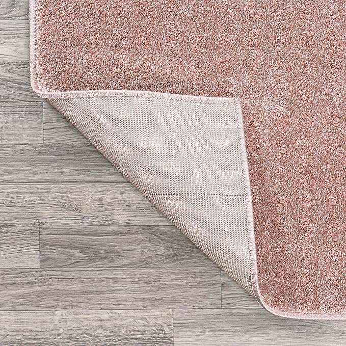 Eyely UES100P-5SQ Supersoft Haze Solid Low-Pile Indoor Area Rug Casual;Contemporary;Solid;Traditional, Bedroom, Kitchen, Living Room, Easy-Cleaning, Non-Shedding, 5' Square, Pink
