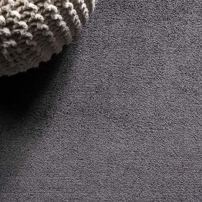 Eyely UES100I-5SQ Supersoft Haze Solid Low-Pile Indoor Area Rug Casual;Contemporary;Solid;Traditional, Bedroom, Kitchen, Living Room, Easy-Cleaning, Non-Shedding, 5' Square, Black