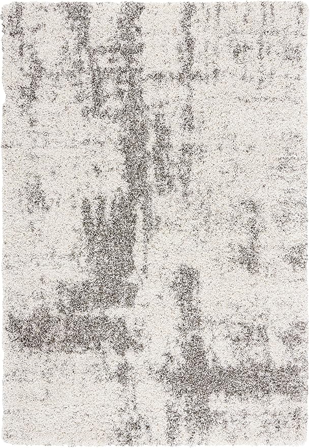 SAFAVIEH Hudson Shag Collection Area Rug - 10' x 14', Ivory & Grey, Modern Abstract Design, Non-Shedding & Easy Care, 2-inch Thick Ideal for High Traffic Areas in Living Room, Bedroom (SGH205A)