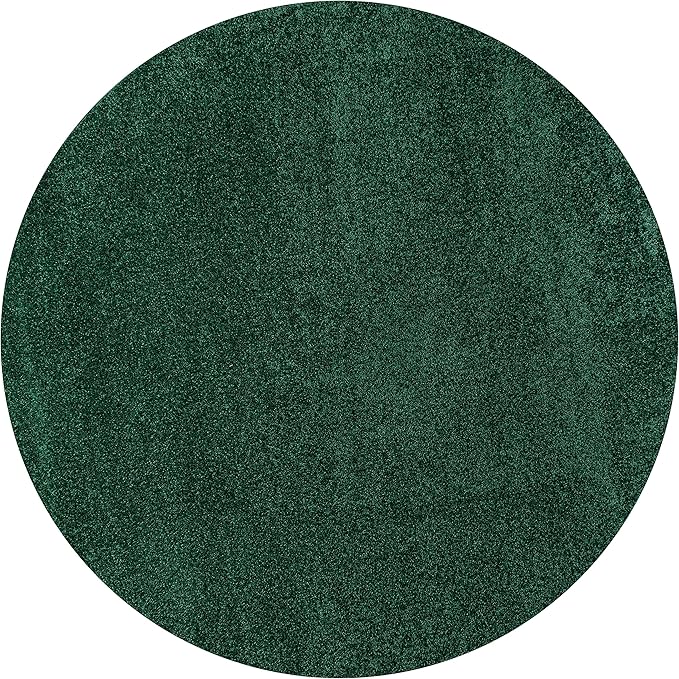 Eyely UES100L-8R Supersoft Haze Solid Low-Pile Indoor Area Rug, Coastal, Bohemian, Minimalist, Classic, Casual for Bedroom,Kitchen,Living Room,Non Shedding,Easy-Washing, Green, 8' Round