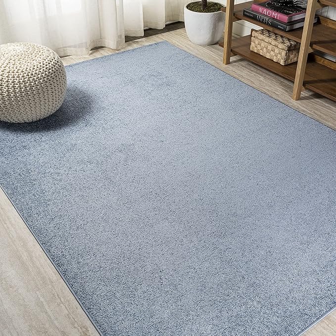 Eyely UES100F-4 Supersoft Haze Solid Low-Pile Indoor Area Rug Casual;Contemporary;Solid;Traditional, Bedroom, Kitchen, Living Room, Easy-Cleaning, Non-Shedding, 4 X 6, Classic Blue