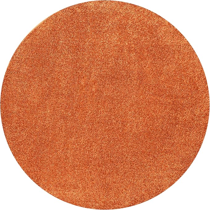 Eyely UES100M-5R Haze Solid Low-Pile Orange 5' Round Area Rug, Pet Friendly, Stain Resistant, Easy Cleaning, for Bedroom, Living Room, Kitchen