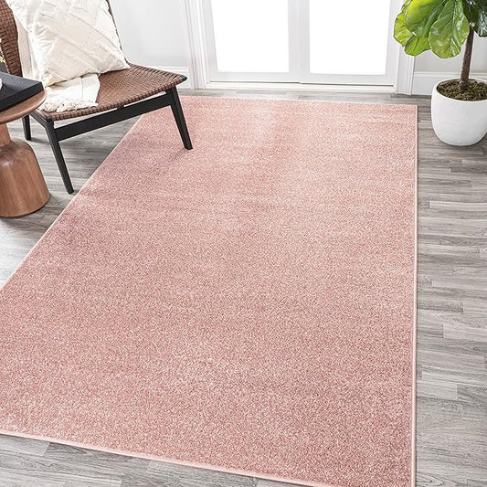 Eyely UES100P-9 Supersoft Haze Solid Low-Pile Indoor Area Rug Casual;Contemporary;Solid;Traditional, Bedroom, Kitchen, Living Room, Easy-Cleaning, Non-Shedding, 9 X 12, Pink