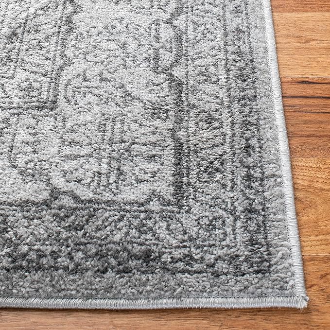 SAFAVIEH Adirondack Collection Area Rug - 8' Square, Light Grey & Dark Grey, Oriental Medallion Design, Non-Shedding & Easy Care, Ideal for High Traffic Areas in Living Room, Bedroom (ADR108C)