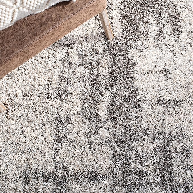 SAFAVIEH Hudson Shag Collection Area Rug - 10' x 14', Ivory & Grey, Modern Abstract Design, Non-Shedding & Easy Care, 2-inch Thick Ideal for High Traffic Areas in Living Room, Bedroom (SGH205A)