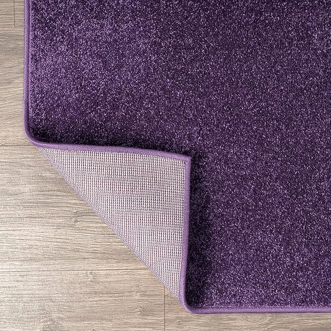 Eyely UES100N-5R Supersoft Haze Solid Low-Pile Indoor Area Rug Casual;Contemporary;Solid;Traditional, Bedroom, Kitchen, Living Room, Easy-Cleaning, Non-Shedding, 5' Round, Purple