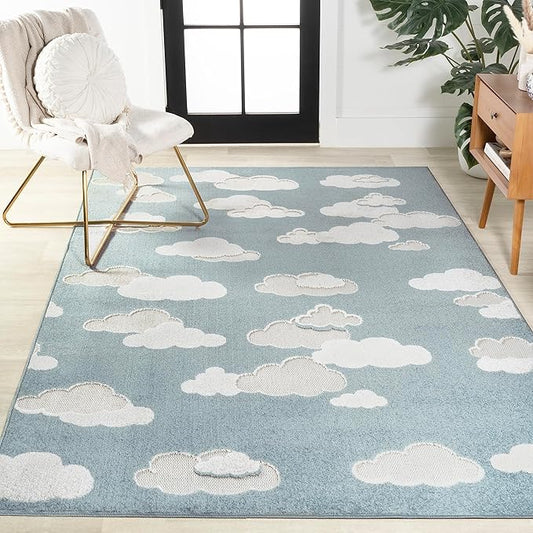 JONATHAN Y Hedwig High-Low Cloud Blue 4x6 Indoor/Outdoor Area Rug, Youth Scandi, Kids, Modern, Cottage, Transitional for Bedroom,Kitchen,Living Room,Non Shedding,Easy-Washing (SCN105A-4)