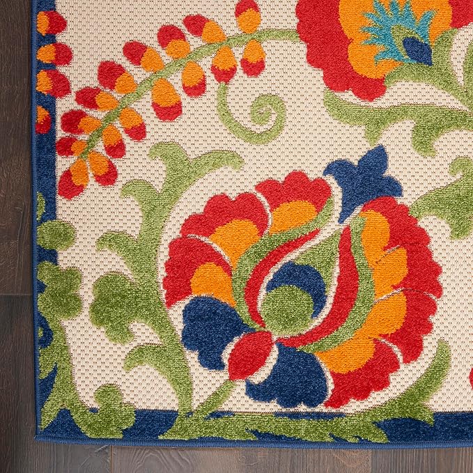 Nourison Aloha Indoor/Outdoor Multicolor 10' x 14' Area Rug, Easy Cleaning, Non Shedding, Bed Room, Living Room, Dining Room, Backyard, Deck, Patio (10x14)