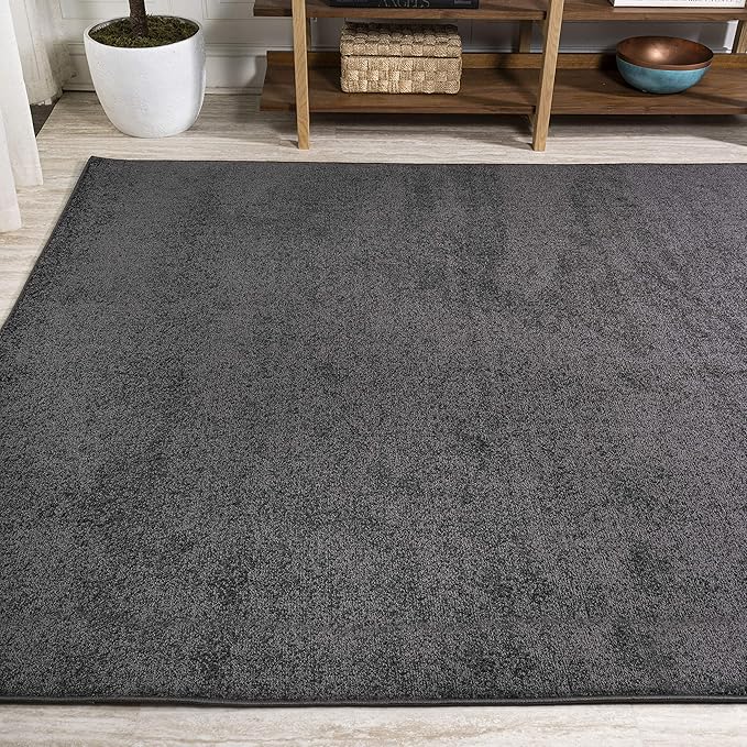 Eyely UES100I-5 Supersoft Haze Solid Low-Pile Indoor Area Rug Casual;Contemporary;Solid;Traditional, Bedroom, Kitchen, Living Room, Easy-Cleaning, Non-Shedding, 5 X 8, Black