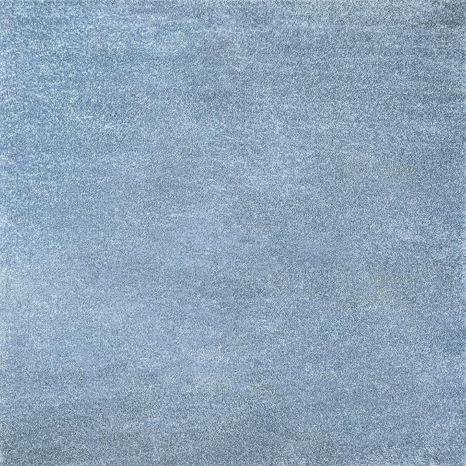 Eyely UES100F-5SQ Supersoft Haze Solid Low-Pile Indoor Area Rug Casual;Contemporary;Solid;Traditional, Bedroom, Kitchen, Living Room, Easy-Cleaning, Non-Shedding, 5' Square, Classic Blue