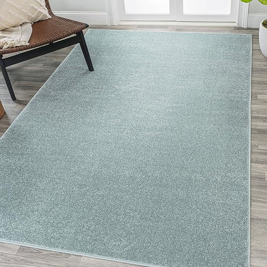 Eyely UES100S-8 Supersoft Haze Solid Low-Pile Indoor Area Rug Casual;Contemporary;Solid;Traditional, Bedroom, Kitchen, Living Room, Easy-Cleaning, Non-Shedding, 8 X 10, Light Blue