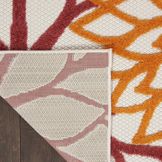 Nourison Home Aloha 8' Runner Red Multicolored Fabric Tropical Area Rug (8' Runner)