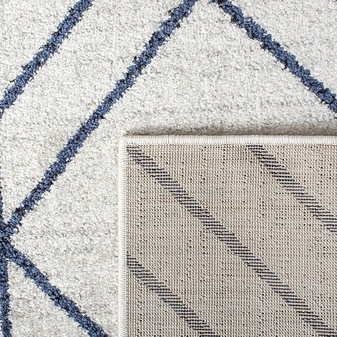 SAFAVIEH Adirondack Collection X-Large Area Rug - 11' x 15', Light Grey & Navy, Modern Geometric Design, Non-Shedding & Easy Care, Ideal for High Traffic Areas in Living Room, Bedroom (ADR241N)