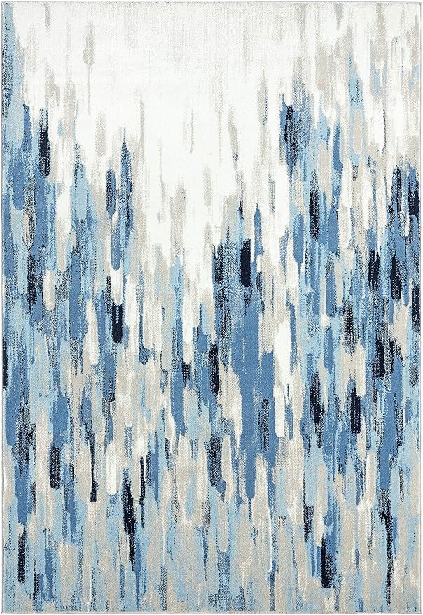 Abani Rugs Blue & Beige Abstract 7'9" X 10'2" Area Rug - Porto Collection Contemporary Style Accent Rug