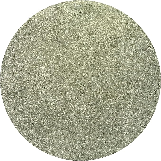Eyely UES100O-5R Supersoft Haze Solid Low-Pile Indoor Area Rug Casual;Contemporary;Solid;Traditional, Bedroom, Kitchen, Living Room, Easy-Cleaning, Non-Shedding, 5' Round, Green