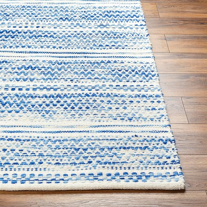 Mark&Day Wool Rugs, 9x12 Marie Global Dark Blue Area Rug, Blue Beige Carpet for Living Room, Bedroom or Kitchen (8'10" x 12')