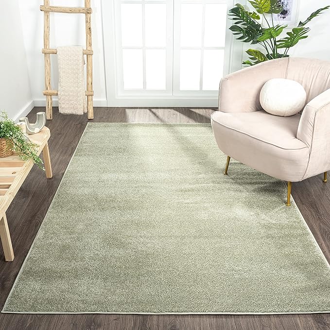 Eyely UES100O-3 Supersoft Haze Solid Low-Pile Indoor Area Rug Casual;Contemporary;Solid;Traditional, Bedroom, Kitchen, Living Room, Easy-Cleaning, Non-Shedding, 3 X 5, Green