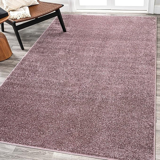 Eyely UES100R-8 Supersoft Haze Solid Low-Pile Indoor Area Rug Casual;Contemporary;Solid;Traditional, Bedroom, Kitchen, Living Room, Easy-Cleaning, Non-Shedding, 8 X 10, Light Purple