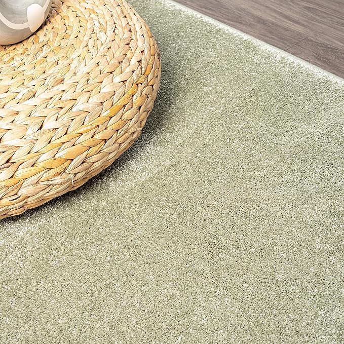 Eyely UES100O-4OV Supersoft Haze Solid Low-Pile Indoor Area Rug Casual;Contemporary;Solid;Traditional, Bedroom, Kitchen, Living Room, Easy-Cleaning, Non-Shedding, 4 X 6 Oval, Green