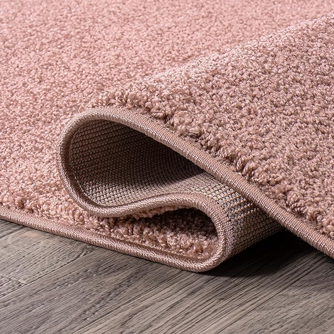 Eyely UES100P-5SQ Supersoft Haze Solid Low-Pile Indoor Area Rug Casual;Contemporary;Solid;Traditional, Bedroom, Kitchen, Living Room, Easy-Cleaning, Non-Shedding, 5' Square, Pink
