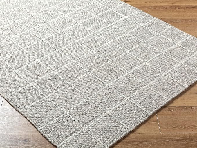 Mark&Day Wool Rugs, 4x6 Ishaq Cottage Sterling Grey Area Rug, Grey Ash Silver Carpet for Living Room, Bedroom or Kitchen (3'6" x 5'6")